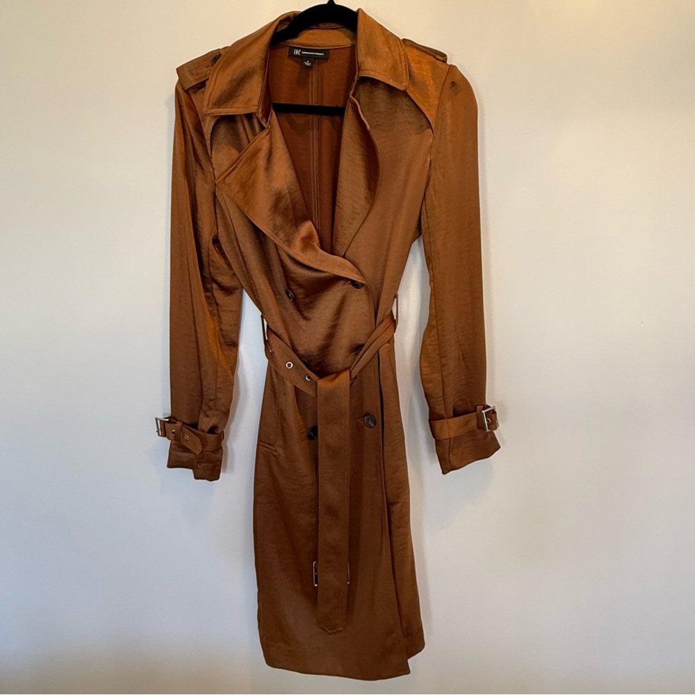 INC Metallic Satin Copper Trench coat